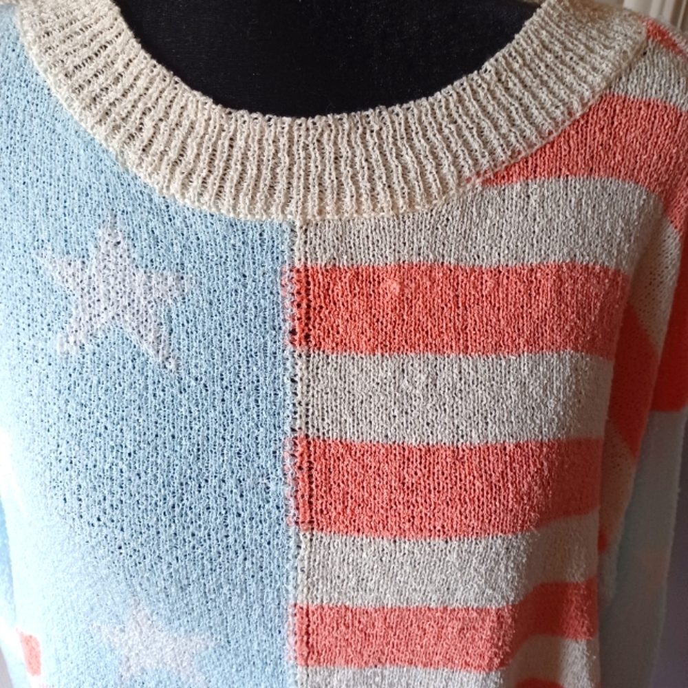 Vanilla Bay Pastel Flag Nubby Sweater Lg
